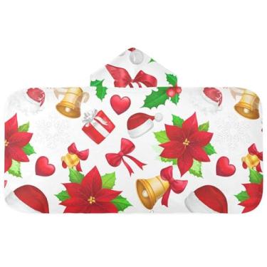 Imagem de Burbuja Toalha de banho com capuz de laço rosa para crianças, toalha de praia de pelúcia macia absorvente para chá de meninas e meninos 3-10 anos, 61 x 127 cm