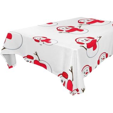 Imagem de Burbuja Toalha de mesa de boneco de neve, toalha de mesa quadrada anti-rugas grossa para decoração de jantar, cozinha, festa, 137 x 137 cm