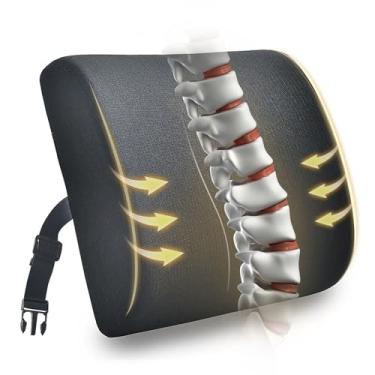 Imagem de GoLepide Almofada de apoio para as costas para almofada de suporte reclinável com espuma viscoelástica de gel, almofadas ortopédicas ergonômicas para sofá lombar para idosos, alívio da dor lombar