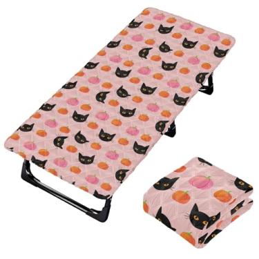 Imagem de Burbuja Lençol de berço de abóboras de gato preto para crianças, lençol acolchoado portátil com elástico para meninas e meninos, lavável na máquina, 63,5 x 127 cm