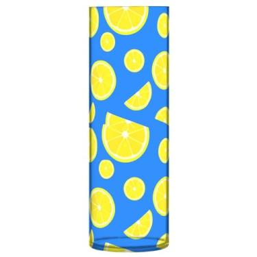 Imagem de CEBUGI Vaso de flores com fatias de limão amarelo, 10 x 30 cm, vaso cilíndrico para flores, vaso transparente inquebrável para decoração de casa de festa de casamento