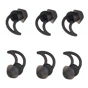 Imagem de CYADCI Pontas de fone de ouvido grandes, 3 pares de pontas de silicone macias e confortáveis, pontas de isolamento de ruído, pontas de substituição pretas compatíveis com fones de ouvido Bose Qc20