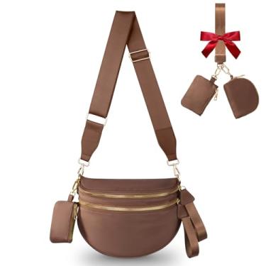 Imagem de Bolsa transversal feminina moderna, pochete grande, bolsa de cinto, bolsa quadriculada, carteiras, bolsas de ombro modernas, Marrom, One Size, Presentes finos