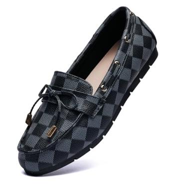 Imagem de Mocassim feminino casual na sapatilha elegante e confortável, Grade, preto, cinza, 35