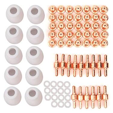 Imagem de aqxreight 75 Peças Anel de Redemoinho de Eletrodo de Ponta de Copo Protetor para Tocha de Corte de Plasma PT-31 40 CUT40 CUT50 Condutividade Mecânica Boa Precisão Perfeita e Alta Feita de Durável