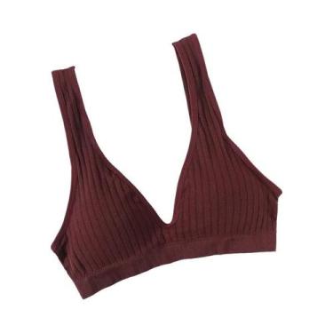 Imagem de Sutiã Esportivo Sem Costura Feminino Com Decote Profundo Em V, Sem Aro