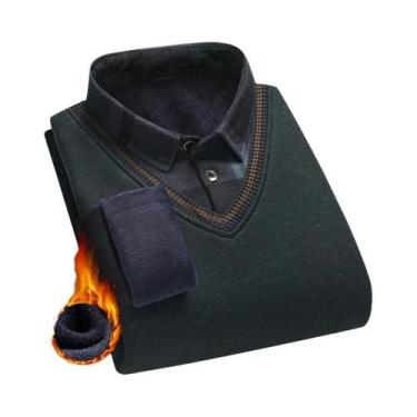 Imagem de Suéter De Veludo Masculino Tricotado Vermelho Vinho Com Forro De Flane