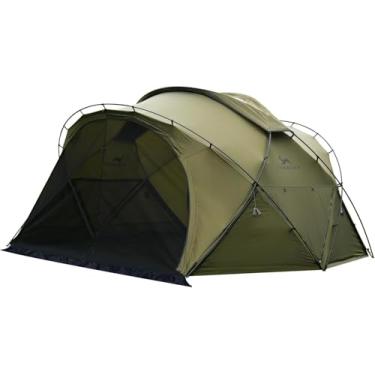Imagem de MC Tenda de acampamento TOMOUNT para 2 a 3 pessoas com tomada de fogão - barraca de abrigo de cúpula para 4 estações, nylon 40D, postes de alumínio ultraleve, camada dupla (TPU e portas de malha