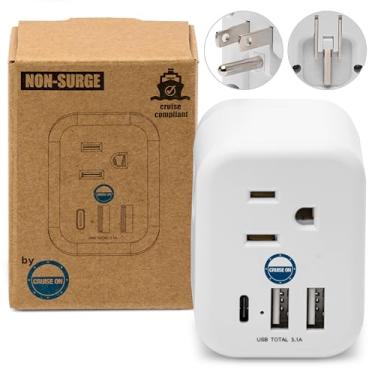 Imagem de Cruise Approved Foldable Power Strip Non Surge [6 Outlets] 2 USB-A, 1 USB-C, & 3 AC Outlet for Carnival, Celebrity, Princess, Norwegian, Holland America, MSC & Major Cruise Lines in 2024 & 2025