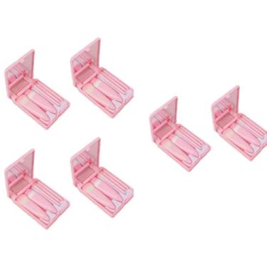 Imagem de Conjuntos de Pincéis Kit com Mini Espelho De Maquiagem Portátil Com 5 Pcs Pincéis De Maquiagem Lupa Mão Segurar Bolso Dobrável(marrom x2)