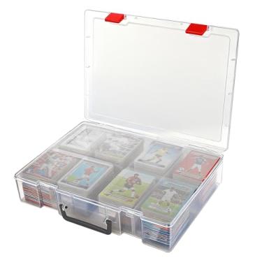 Imagem de Acrux7 Caixa de armazenamento de cartões de beisebol, organizador de porta-cartões esportivos de plástico rígido