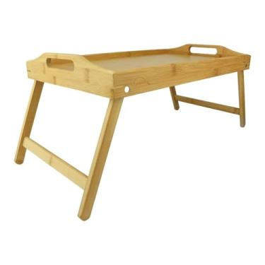 Imagem de Bandeja em Bambu com Pé, 1,05m x 50cm x 6,5cm, Pés Flexíveis, Alças Laterais, 1kg