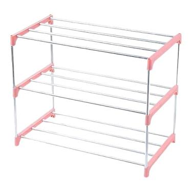 Imagem de Generic Organizador de Sapatos Multifuncional e de Alta, com Prateleira para Sapatos em Vários Níveis para Sala de Estar de Apartamento, Rosa de 3 Camadas, 43cm X 26cm X 38cm