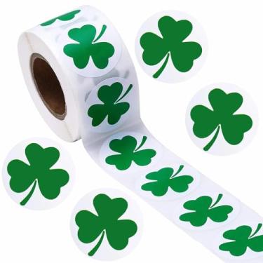 Imagem de 500 peças adesivos de trevo do dia de São Patrício de 2,5 cm adesivos de trevo verde irlandês para decoração de festa do dia de São Patrício decalques autoadesivos para decoração de envelopes de