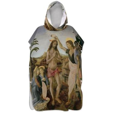 Imagem de Joisal Poncho de surfe para adultos trocador de roupa de praia com capuz toalha de banho leve renascentista pintura clássica homens mulheres poncho com capuz