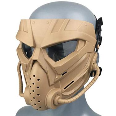 Imagem de Máscara antiembaçamento tática original da Creation com proteção de lente transparente para o rosto inteiro, design de modo duplo, alça ajustável para festa à fantasia de cosplay de paintball airsoft (transparente coiote)