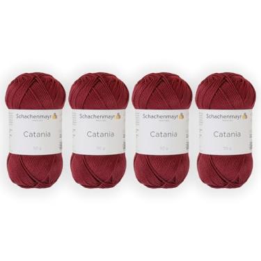 Imagem de 4 novelos/pacote Schachenmayr (SMC) Catania Originals Yarn, cada bola 50 g (125 m), 100% algodão mercerizado para fio de tricô e crochê, peso esportivo, 425 - vinho