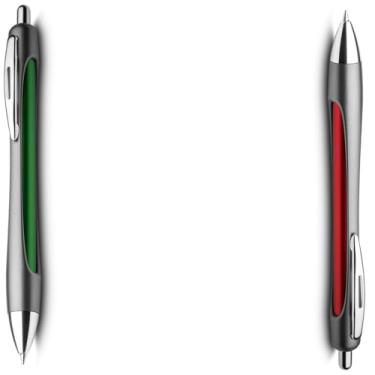 Imagem de Caneta Esferográfica Executiva em Alumínio, Escrita Azul, Corpo Cilíndrico, Acabamento Fosco, Grip Metálico, Refil Parker, 14cm (Verde e Vermelho)