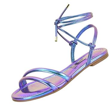 Imagem de Rasteira de Amarração Vizzano Flat com Tiras Sandália de Amarrar na Perna Metalizada 6371.145 (34)