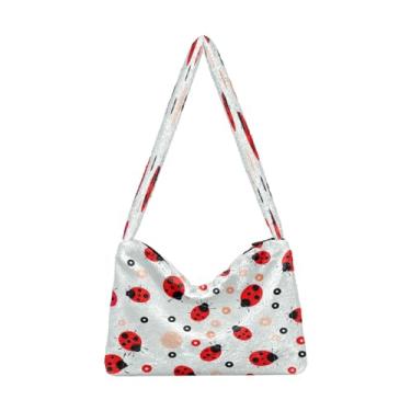 Imagem de Bolsas de ombro femininas Ladybug Animals Parrten, bolsas femininas de pelúcia, bolsas médias para mulheres, Ladybug Animals Parrten, One Size
