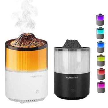 Imagem de Difusor Aromas Umidificador Ar Ultrassonico Led Cores Vulcão Cor:Branc