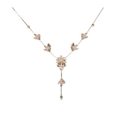 Imagem de Faship Lindo conjunto de brincos de colar de cristal floral com strass, One Size, Strass, Strass