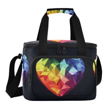 Imagem de Lancheira preta coração arco-íris, lancheira térmica, bolsa térmica
