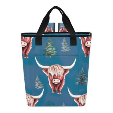 Imagem de Joitme Blue Highland Cows Mochila impermeável para 36 latas, mochila de campismo para mulher, 13,8 x 5,9 x 16,5 polegadas