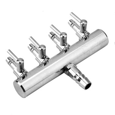 Imagem de GLOGLOW Divisor da Bomba do Aerador do Tanque de Peixes, Válvula de Ar Aquário de Aço Inoxidável 8mm Gire para 4mm Válvula de Alavanca de Controle de Fluxo de Ar para Aquário Tanque de Peixes 6 Vias