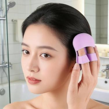 Imagem de 1 escova de limpeza facial de silicone, em forma de chinelo, limpeza profunda, massagem facial, macio e suave, ferramentas de cuidados com a pele (Roxo)