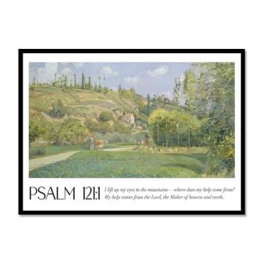 Imagem de Coleção de Salmos das Escrituras Monet Van Gogh Famosa Pintura em Aquarela Impressão Verso da Bíblia Pôster em Tela Decoração de Parede de Casa Cristã (SKU19,40.6x61.0 cm = (40 x 60 cm), Moldura de