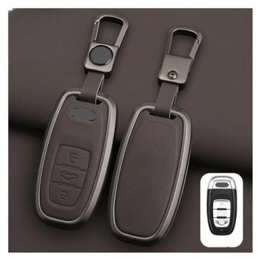 Imagem de Capa de chave de carro de couro de liga de zinco Chaveiro de proteção de controle remoto compatível com Audi Q5 A4 A6 A7 A8 A5 RS4 RS5 S5 S6 Acessórios automotivos Capa para chaveiro(Brown key chain)