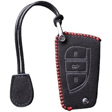 Imagem de Capa feita à mão para chave de carro compatível com Toyota Hilux /Corolla/Prado/Fortuner/RAV4/CHR/Auris/Avensis/Verso/Yaris/Aygo/Scion/TC/IM/Camry 2015 2016(YY-FMP-039-3-RED)