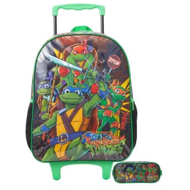 Imagem de Kit Tartarugas Ninja Mochila Rodinhas + Estojo Simples
