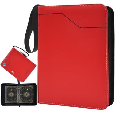 Imagem de Hipoocok Pasta Para Cartões Jumbo Com 80 Bolsos Guardar Documentos Grandes E 4 10 Capas Removíveis, Alça De Pulso Troca Itens Esportivos, Porta-Álbum Zíper Colecionadores (Gg 50 + G 50, Vermelho)