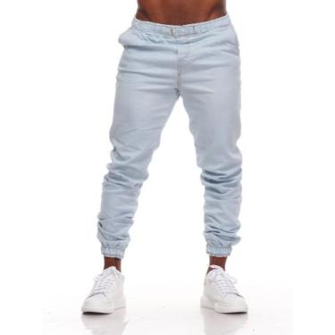 Imagem de Calça Jogger Masculina Sarja Preto Bege Com Punho Elástico alfaiataria