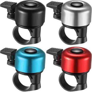 Imagem de Sino de bicicleta 2 pacotes com som melodioso alto clássico mini sino de bicicleta para crianças adultos buzina para scooter, mtb, bmx(4pcs)