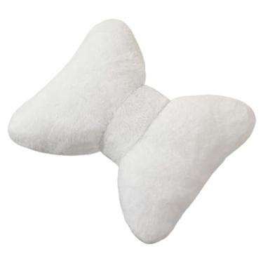 Imagem de Fenteer Almofada com laço para sofá, decoração de casa, almofada de cabeceira para escritório, sala de estudos, cadeira de carro, Branco
