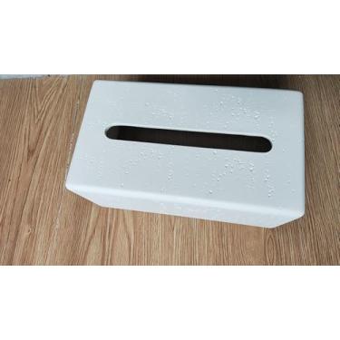 Imagem de Capa de caixa de lenços retangular, capas decorativas de resina, suporte de papel higiênico, dispensador de papel de aparência de pedra travertino, decoração de casa para banheiro, quarto, sala de