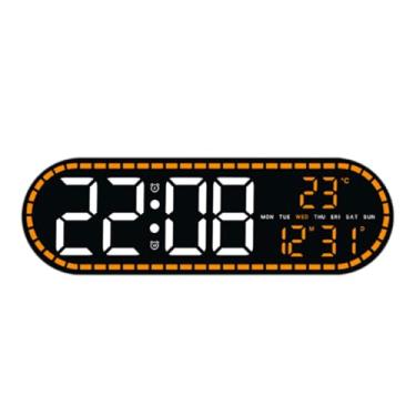 Imagem de Bothyi Despertador digital, relógio de parede LED, brilho ajustável, data/hora/semana, relógio eletrônico para sala de estar ou prateleira, Luz Laranja