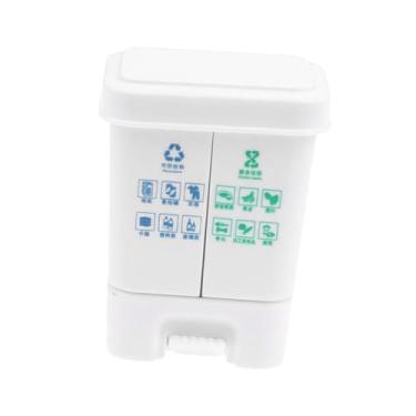 Imagem de predolo Lixeira em miniatura na escala 1/12, balde de triagem, brinquedo para brincar de faz de conta, acessório para casa de bonecas, enfeite de mesa, modelo, Branco