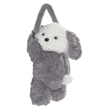 Imagem de ＫＬＫＣＭＳ Porta-lenços de pelúcia em formato de cachorrinho, organizador de lenços de papel para pendurar, dispensador de lenços para carro, banheiro e, Cinza