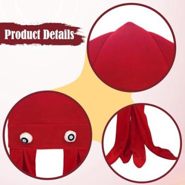 Imagem de Dynwave Chapéu em formato de polvo, fantasia de animal para fotografia, carnavais e apresentações de palco, Vermelho