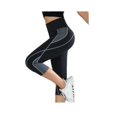 Imagem de Leggings De Yoga De Cintura Alta Com Bloco De Cores Para Mulheres, Cal