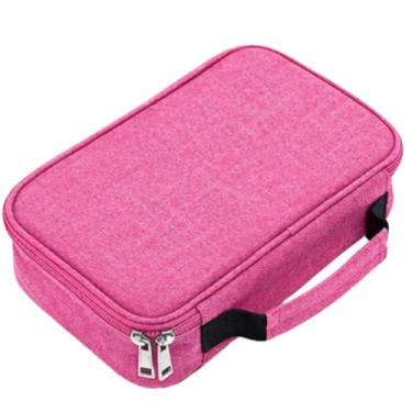 Imagem de Estojo Escolar Box Organizador Grande com 72 Divisórias – Porta Canetas, Lápis e Acessórios com Alça – Multifuncional para Escola, Faculdade e Escritório Masculino e Feminino Premium Rosa