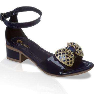 Imagem de Sandália Infantil Feminina Juvenil De Saltinho Baixo Salto Quadrado El