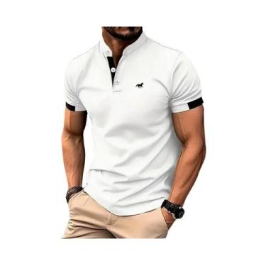 Imagem de Camisa Polo Casual Slim Fit Masculina De Manga Curta Com Gola Alta Par