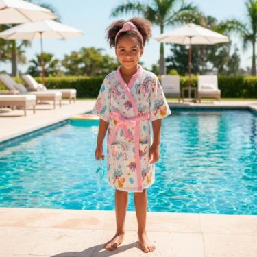 Imagem de Roupao Infantil Menina Atoalhado Algodão Unicornio 2 - 7 Anos - Lepper