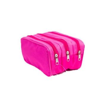 Imagem de Estojo Triplo Liso Escolar Grande C/ Borda Várias Cores- JKF - JKF Est