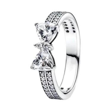 Imagem de Conjunto De Brincos E Anel Em Prata 925 Com Laço Vermelho Rosa Para Mu